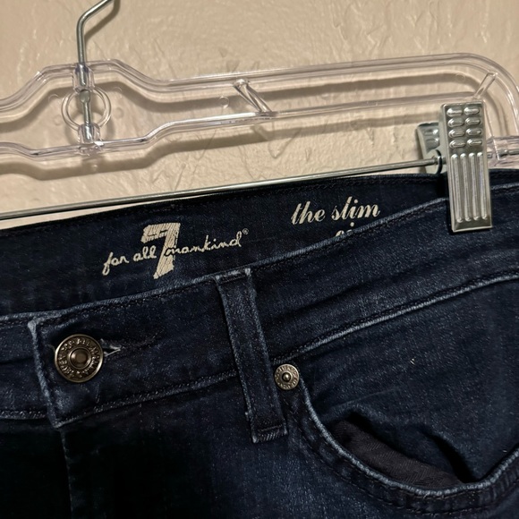 Women's Seven For All mankind Jeans The slim Cigarette Wash Dark Size 29 - Picture 2 of 8